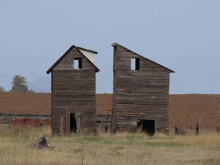 Vintage Photograph - Two Old Storage Barns by Jeff Swan
