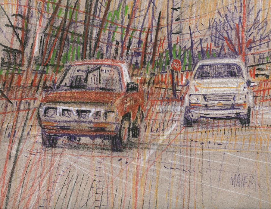 Two Old Trucks Drawing by Donald Maier