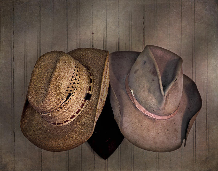 Two Old Western Hats Photograph by David and Carol Kelly