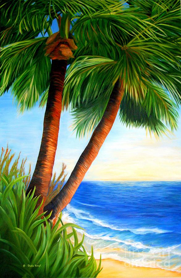 Two Palms Painting by Shelia Kempf