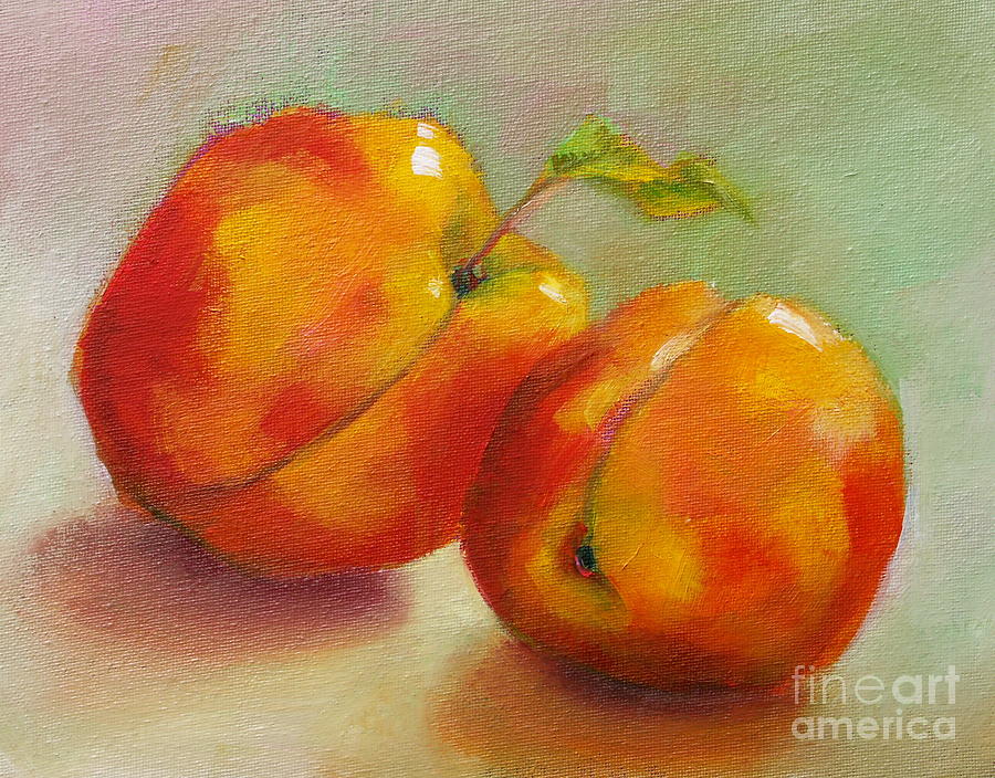 Two Peaches Painting by Michelle Abrams