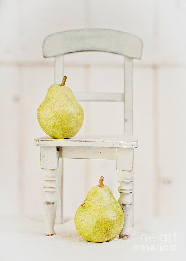 Two pears and a chair still life Photograph by Edward Fielding