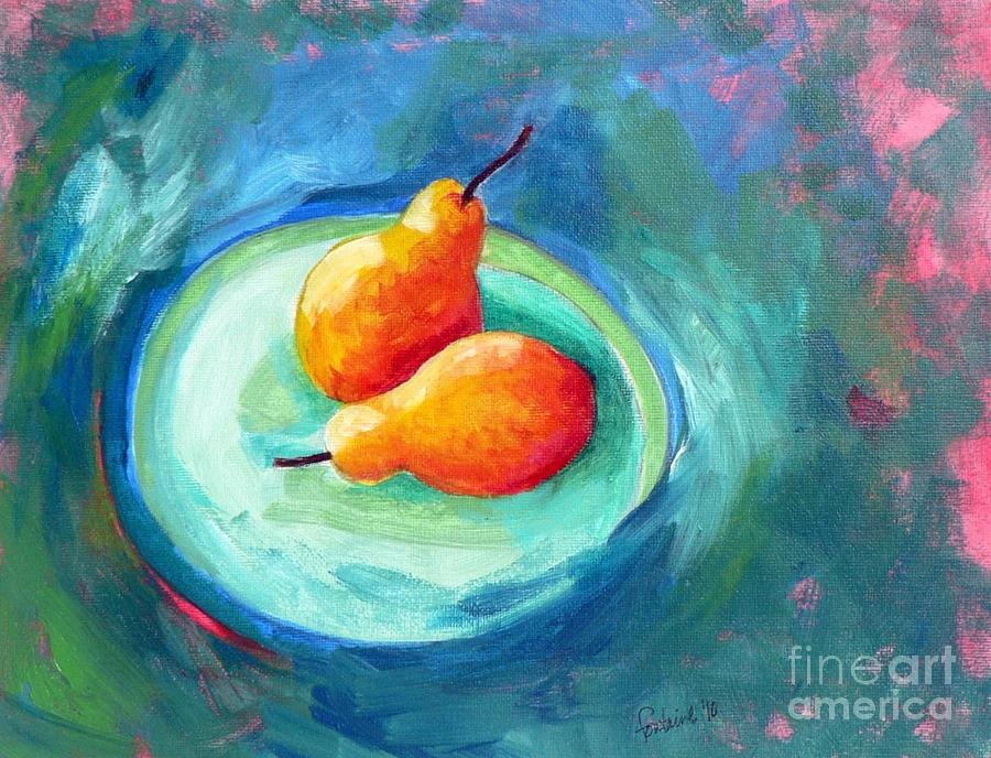 Two Pears Painting by Elizabeth Fontaine-Barr