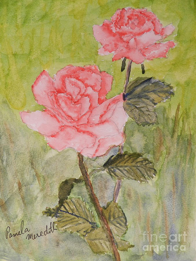 Two Pink Roses Painting