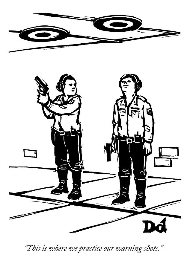 Two Policemen Talk While Standing Drawing by Drew Dernavich