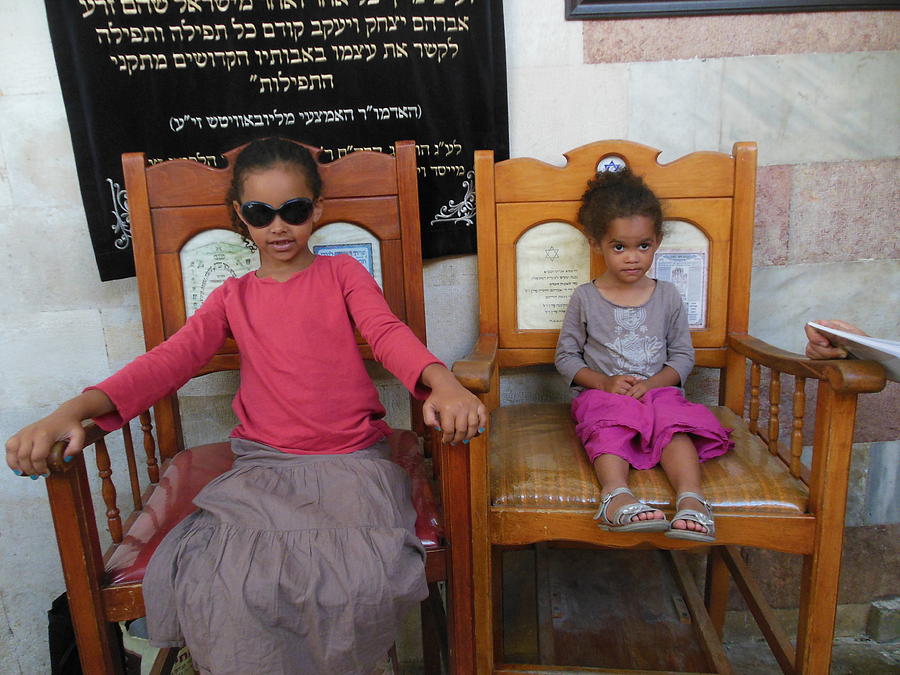 Two Princesses sitting on Elijahs Chairs Photograph by Esther Newman-Cohen