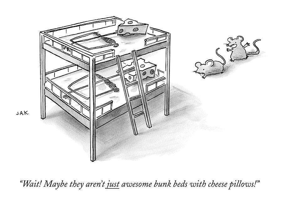 Two Rats Approach An Obvious Rat Trap On A Bunk Drawing by Jason Adam Katzenstein