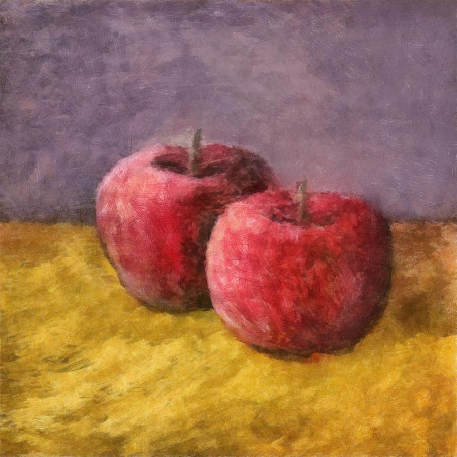 Apple Painting - Two Red Apples No. 1 by Michelle Calkins
