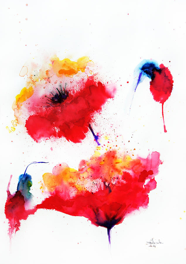 Two red flowers Painting by Isabel Salvador