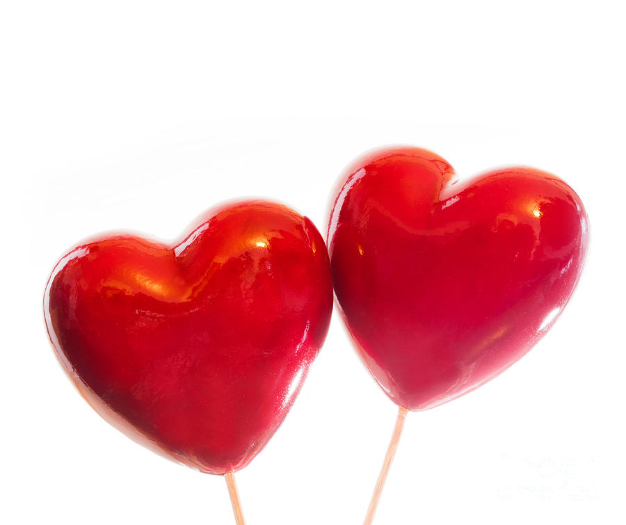 Two red hearts isolated on white Photograph by Michal Bednarek
