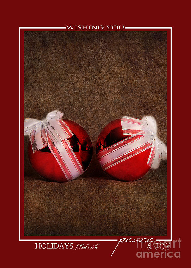 Two Red Ornaments Christmas Cards Photograph by Jai Johnson