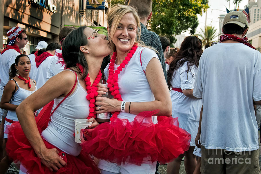 Two Red Tutus at Running of the Bulls Photograph by Kathleen K Parker