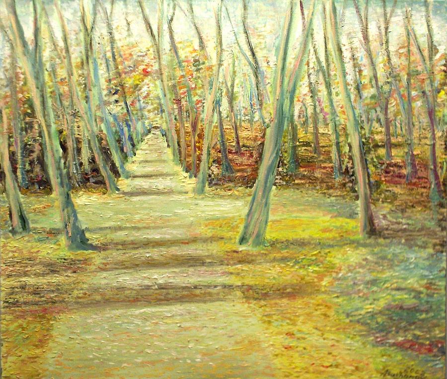 Fall Painting - Two roads in a yellow wood by Alexander Bukhanov