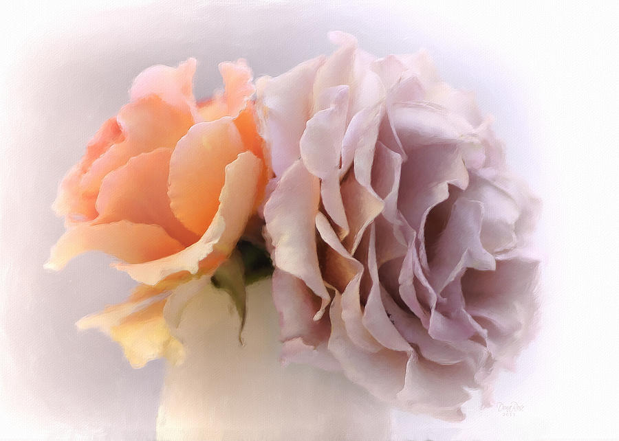 Rose Digital Art - Two Roses by   DonaRose