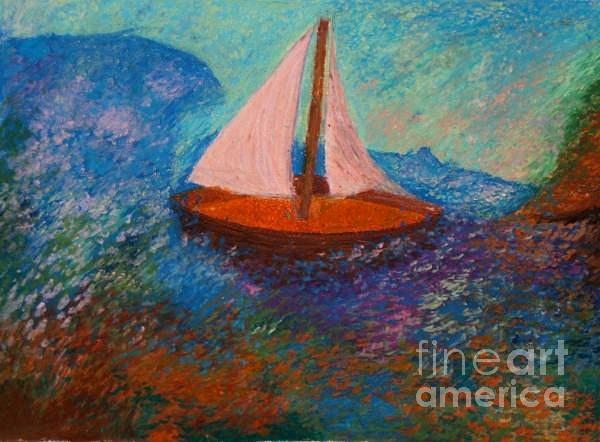 Two Sails in Blue Pastel by Jon Kittleson