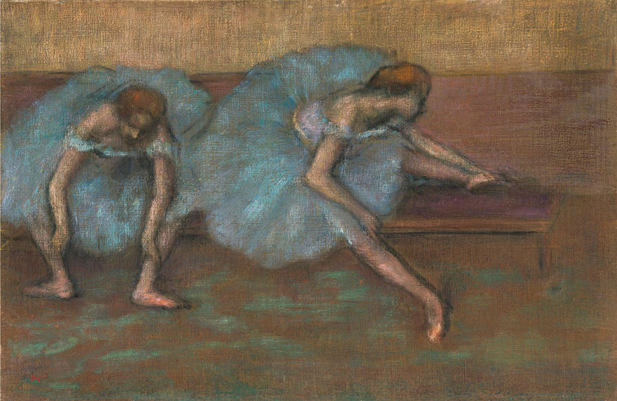 Two seated dancers Drawing by Edgar Degas - Pixels