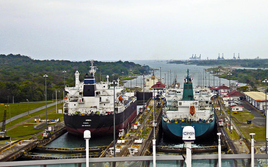 Two Ships in the Locks Panama Canal Photograph by Kurt Van Wagner