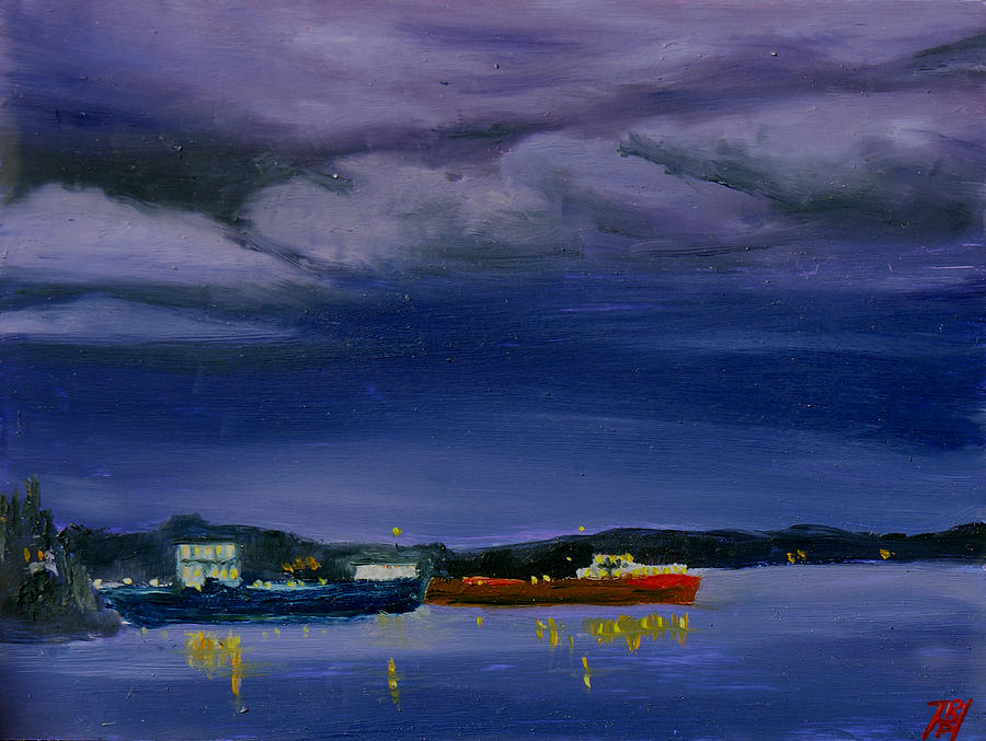 Two Ships Passing In The Night Painting by Robert P Hedden