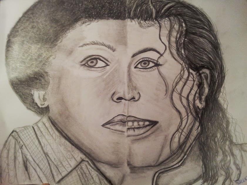 Michael Jackson Drawing - Two sides to every story by Barbara Judkins-Stevens