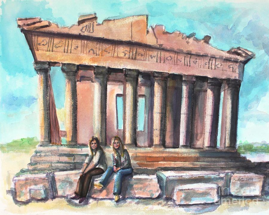 Two Sisters at Parthenon  Painting by Rita Brown