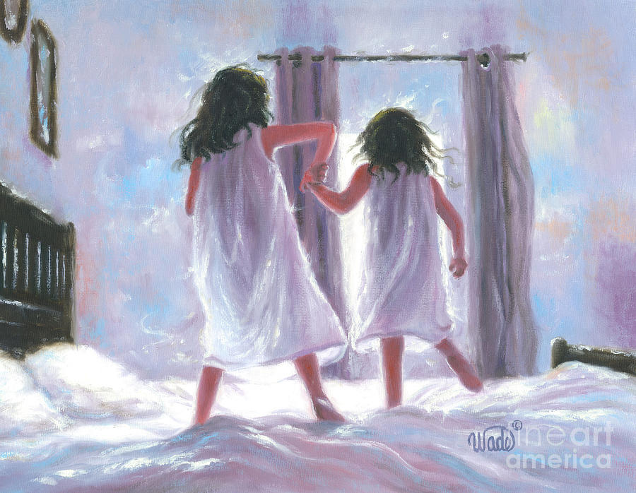 Sister Love and Butterflies Painting by Vickie Wade