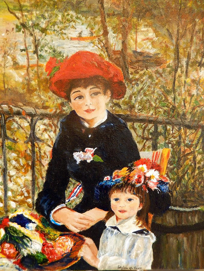Two Sisters on The Terrace After Renoir Painting by Betty-Anne McDonald