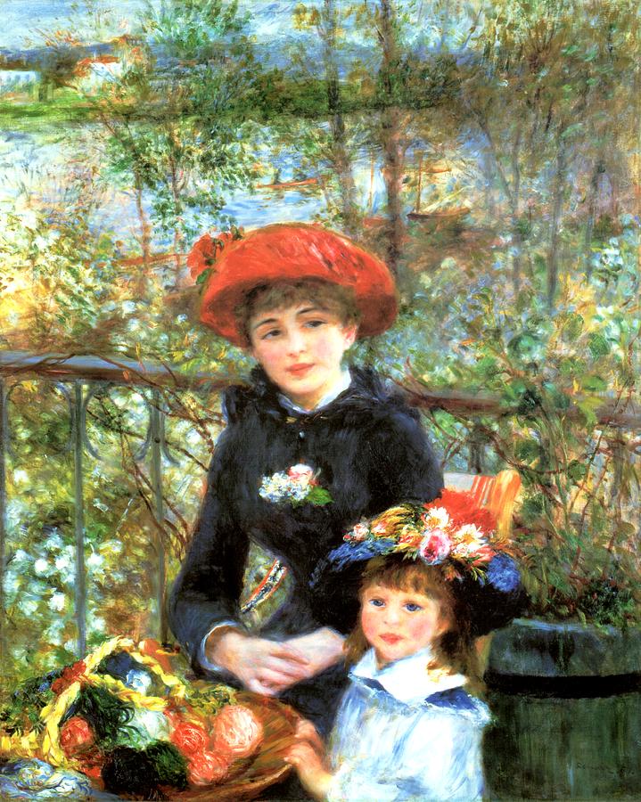 Two Sisters on the Terrace Digital Art by Pierre-Auguste Renoir