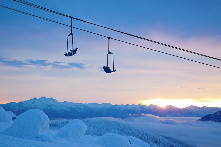 Two Ski Lift On Snowy Landscape Photograph by Craig Moore Two Ski Lift On Snowy Landscape Photograph by Craig Moore