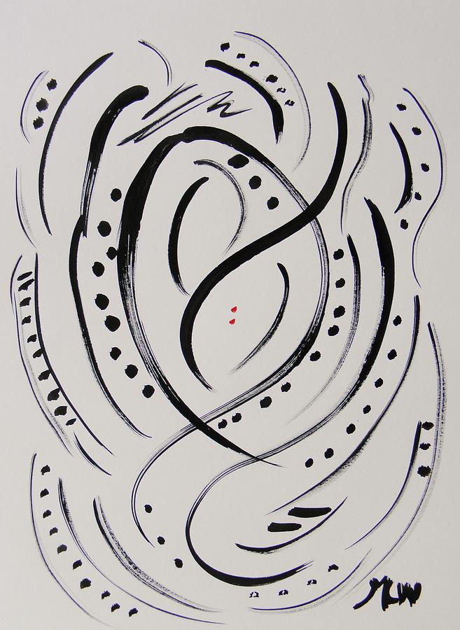 Abstract Drawing - Two Small Red by Mary Carol Williams