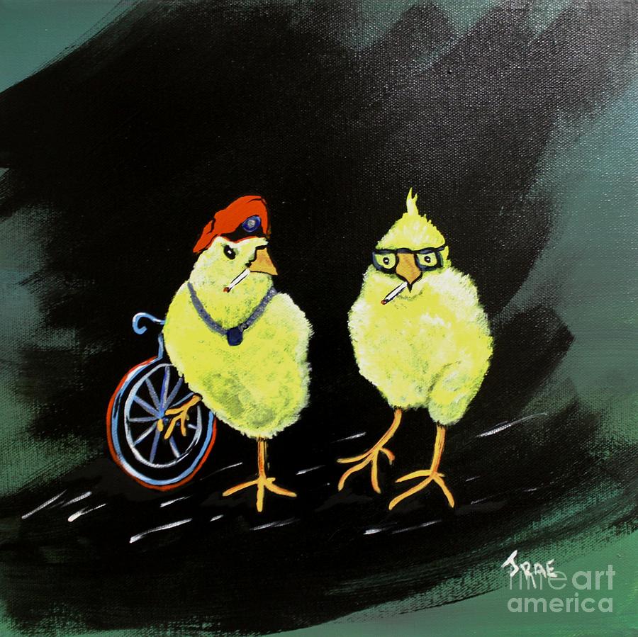 Two Smokin Hot Chicks Painting