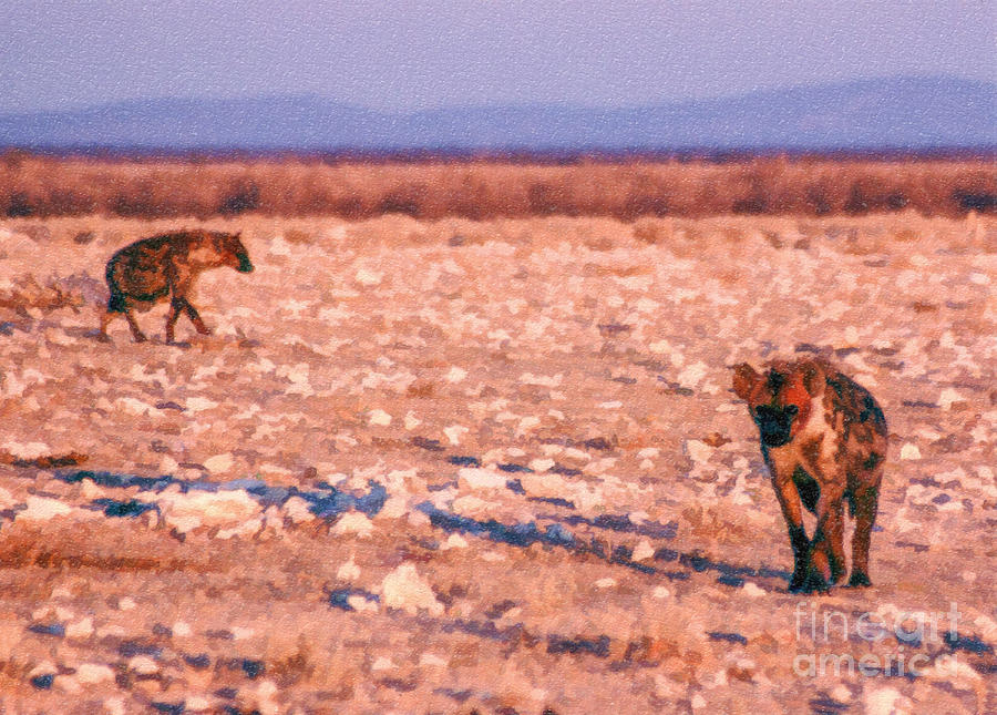 Two Spotted Hyenas Digital Art by Liz Leyden