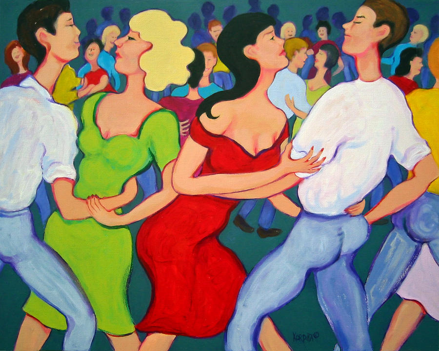 Cajun Dance Hall - Two Stepping at Tees Place Painting by Rebecca Korpita