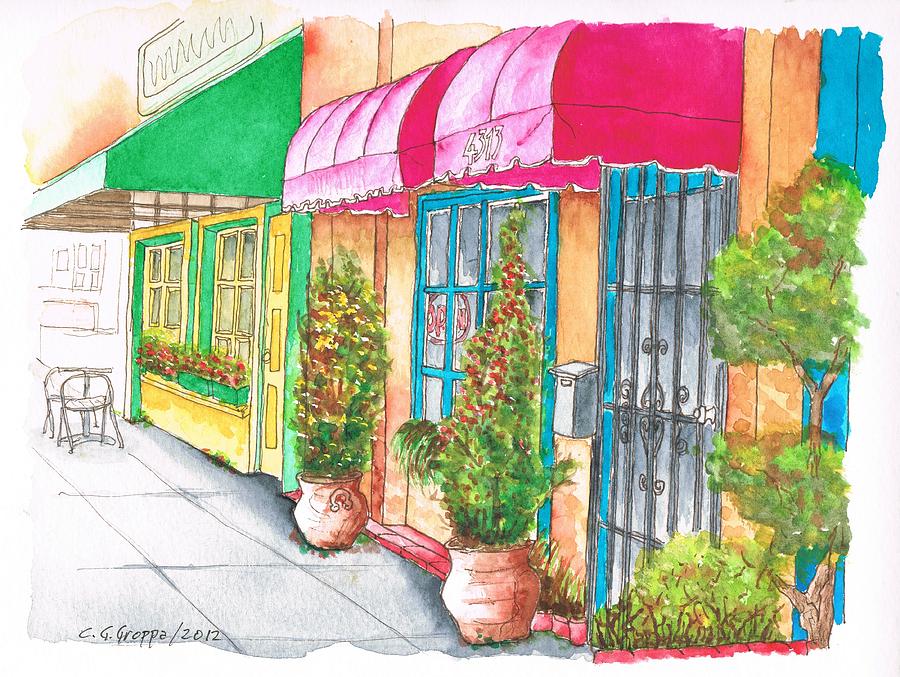 Two stores in Riverside Ave - Toluca Lake - California Painting by Carlos G Groppa