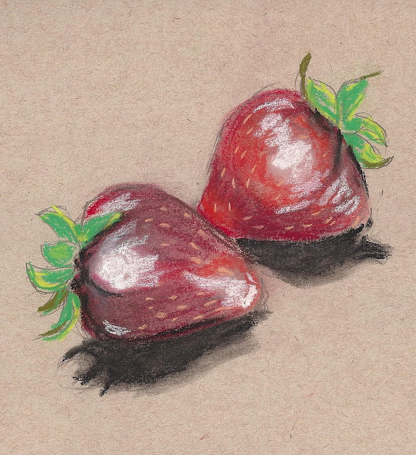 Two Strawberries Painting by Hae Kim