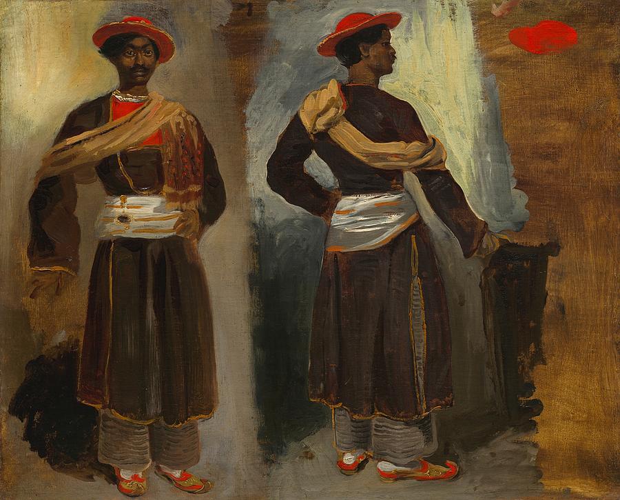 Eugene Delacroix Painting - Two Studies of a Standing Indian from Calcutta by Eugene Delacroix