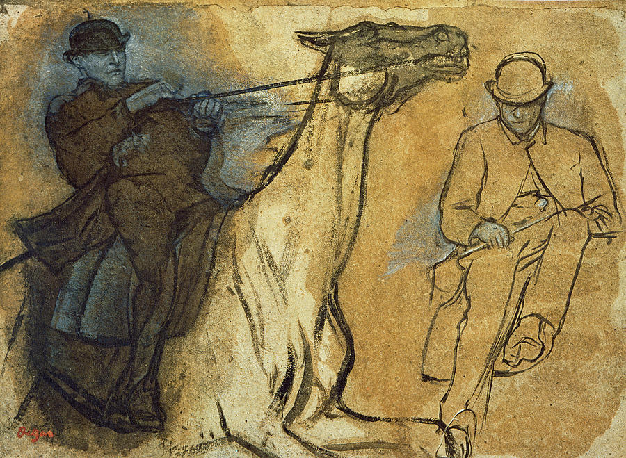 Two Studies of Riders Painting by Edgar Degas