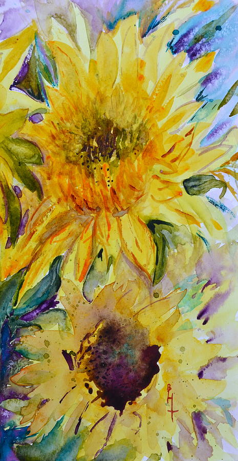 Two Sunflowers Painting by Beverley Harper Tinsley
