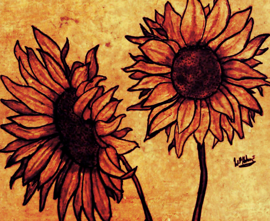 Two Sunflowers Mixed Media