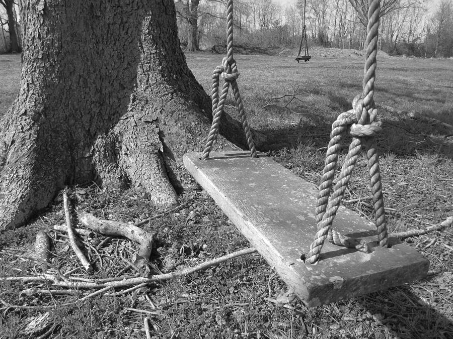 Two Swings B/W Photograph by Beth Vincent