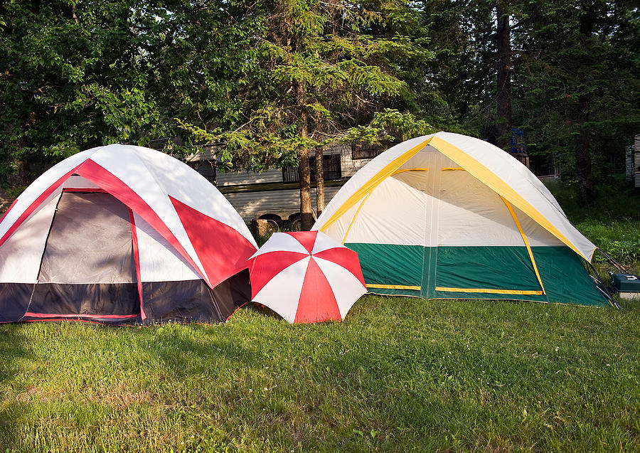 Two Tents And Umbrella Photograph