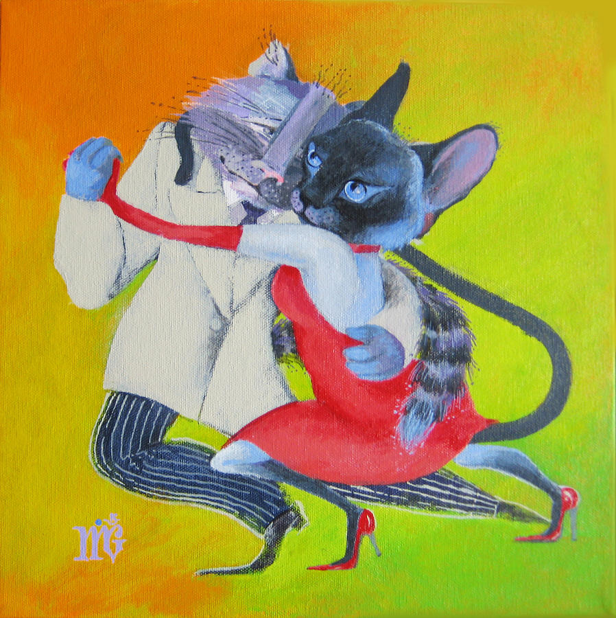 Two To Cats Tango Painting by Marina Gnetetsky