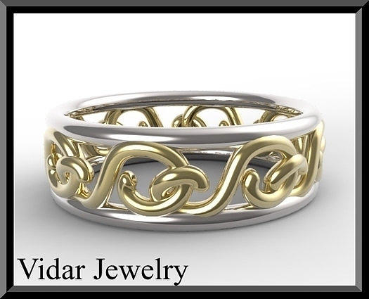 Gemstone Jewelry - Two Tone Ring - 14kt Yellow And White Gold Woman Wedding Ring by Roi Avidar