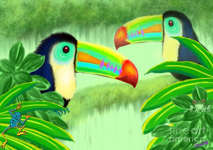 Two Toucans Painting by Nick Gustafson