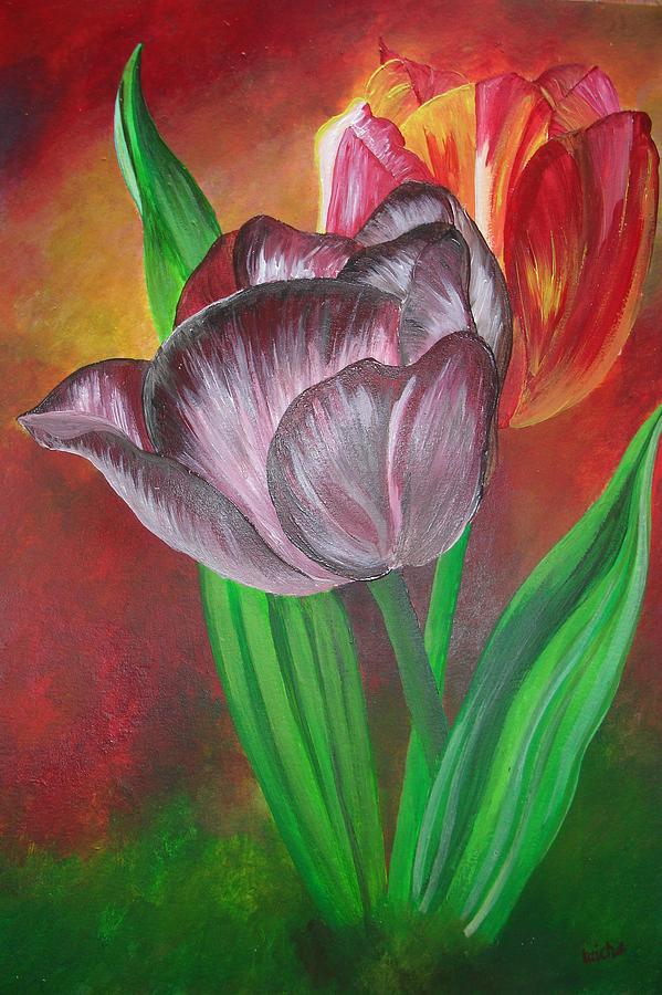 Two Tulips Painting by Taiche Acrylic Art