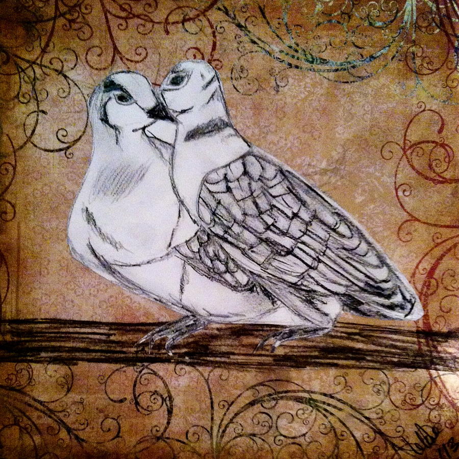 Two Turtle Doves, King and Queen , Dessin Original, Illustration