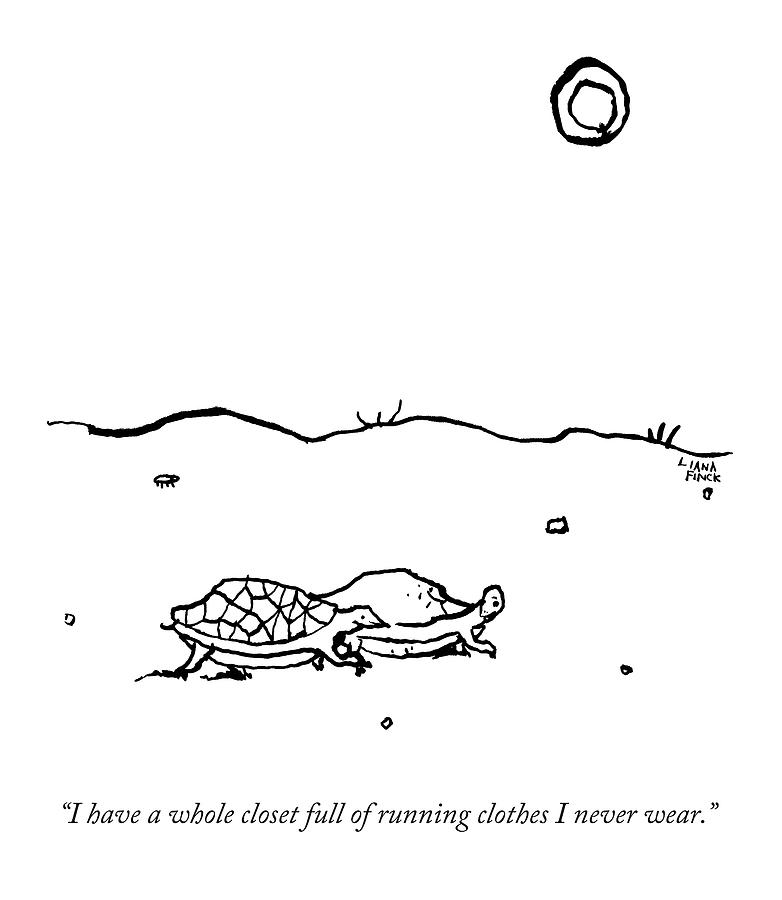 Two Turtles Crawling Across A Barren Landscape Drawing by Liana Finck