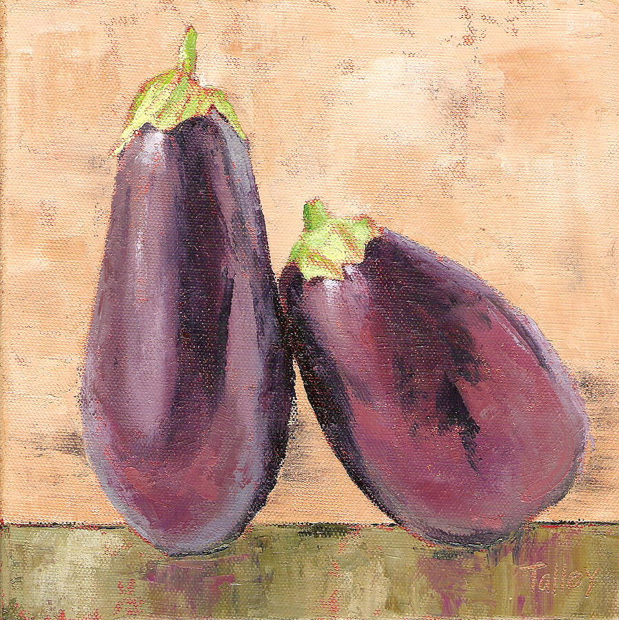 Two Tuscan Eggplants Painting by Pam Talley
