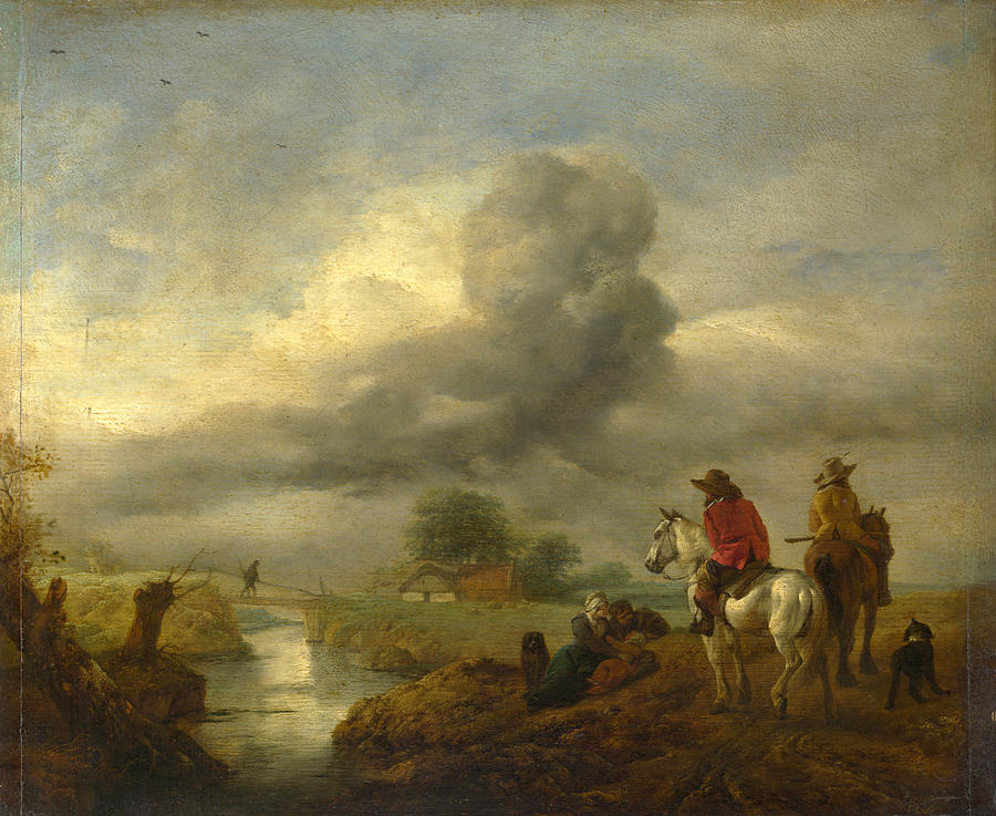 Two Vedettes on the Watch by a Stream Painting by Philips Wouwerman