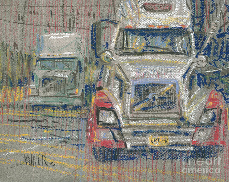 Truck Painting - Two Volvos by Donald Maier