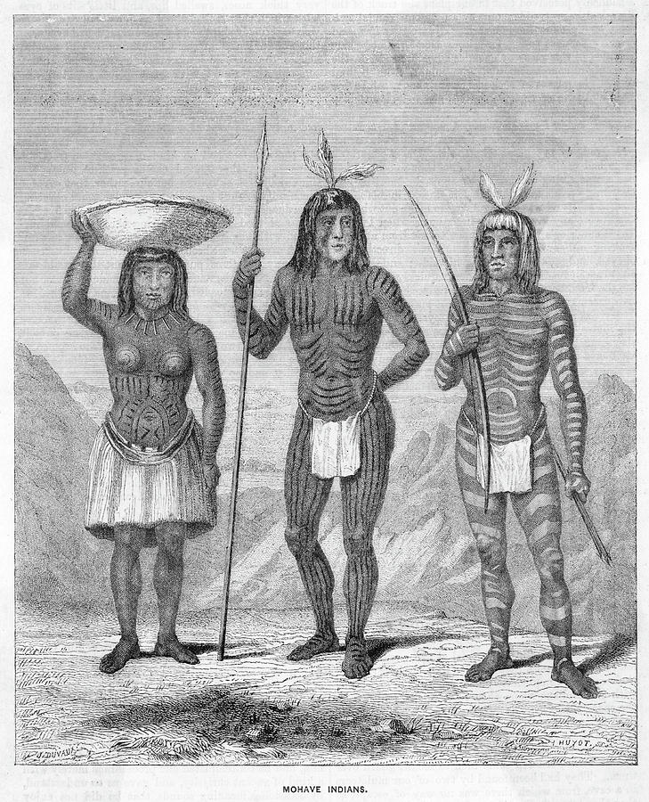 Two Warriors And A Squaw Of The Mohave Drawing by Mary Evans Picture ...